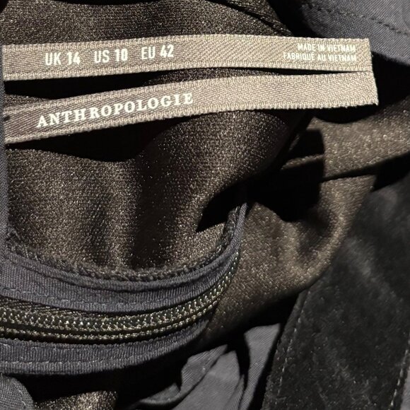 Anthropologie Black Satin Wide-Leg Jumpsuit Size 10 - Picture 5 of 6